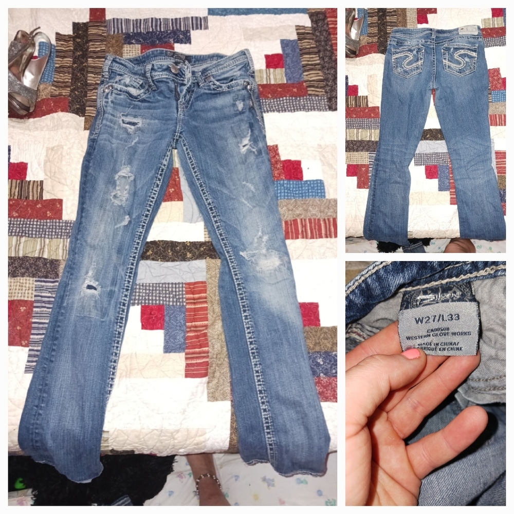 Women's miss me size 27 and silver jeans size 27